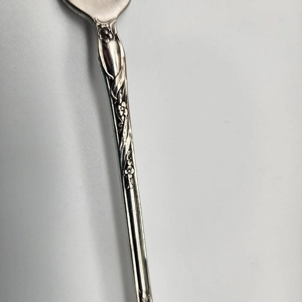 Silver serving fork by R. Wallace 1835 A1 Blossom pattern 8.75